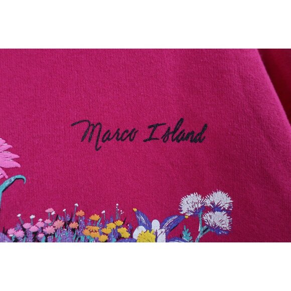 Vintage 90s Streetwear Womens Large Marco Island Flower Collared Sweatshirt USA - Picture 5 of 16